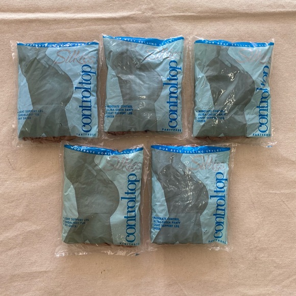 Silkies Accessories - Vintage Silkies Control Top Pantyhose Lot of 5 XL Natural Queen Nude 48-52